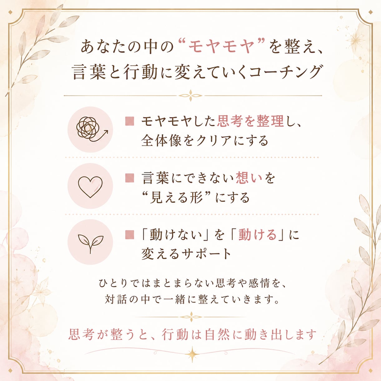 動けない思考を行動に変換します モヤモヤや言葉にならない悩みを整理 イメージ2