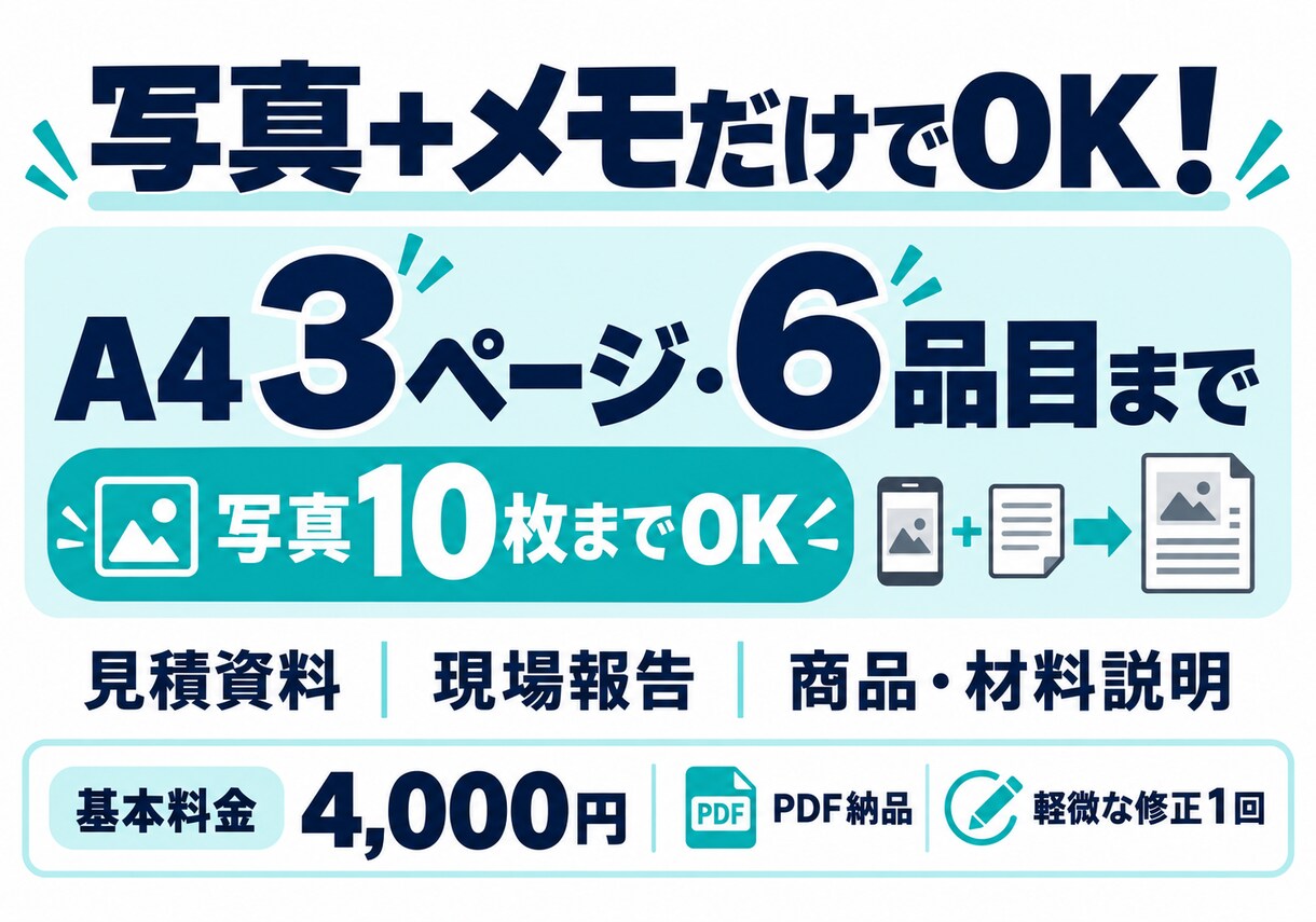 現場写真から取引先に出せる業務資料を作成します バラバラの現場情報を、取引先へそのまま出せる資料にする イメージ1