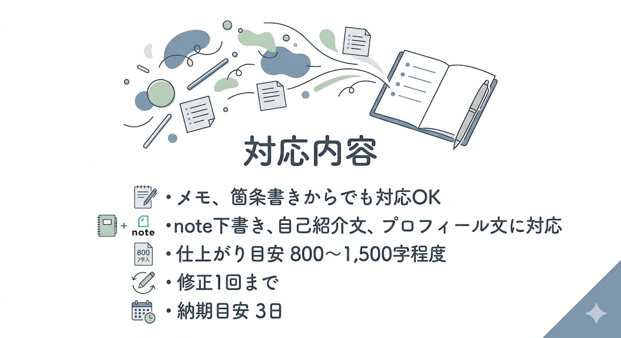 書きたいことが曖昧でも一緒に言葉にします 頭の中の想いを、伝わる形に整えます イメージ3