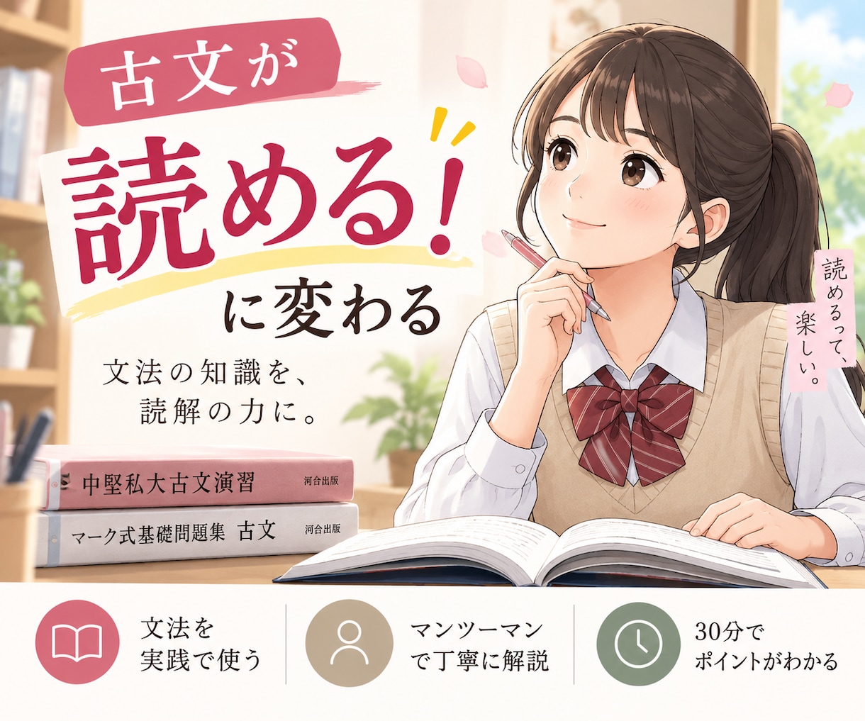 古文が「読める！」に変わる読解演習をします ⭐️ 文法の次は読解！覚えた知識を「読む力」に イメージ1