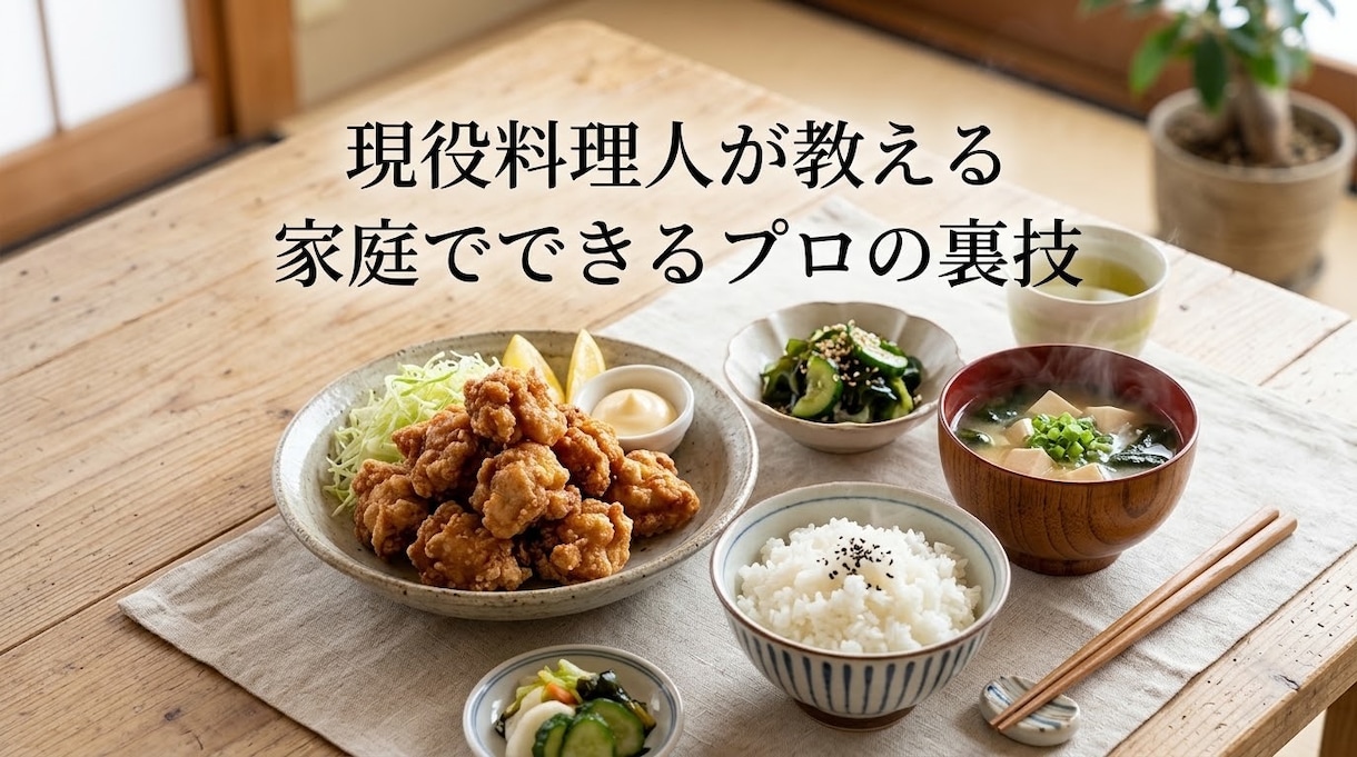 家庭でも簡単に飲食店の味にする裏技教えます 現役料理人が家庭でも飲食店の味にする裏技、献立を教えます！ イメージ1