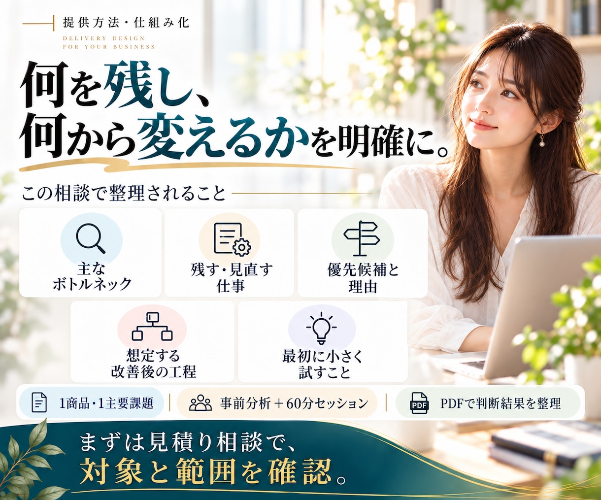 女性起業家の提供業務の仕組み化を設計します 売れた後の仕事を、残す・減らす・仕組みに分ける イメージ8