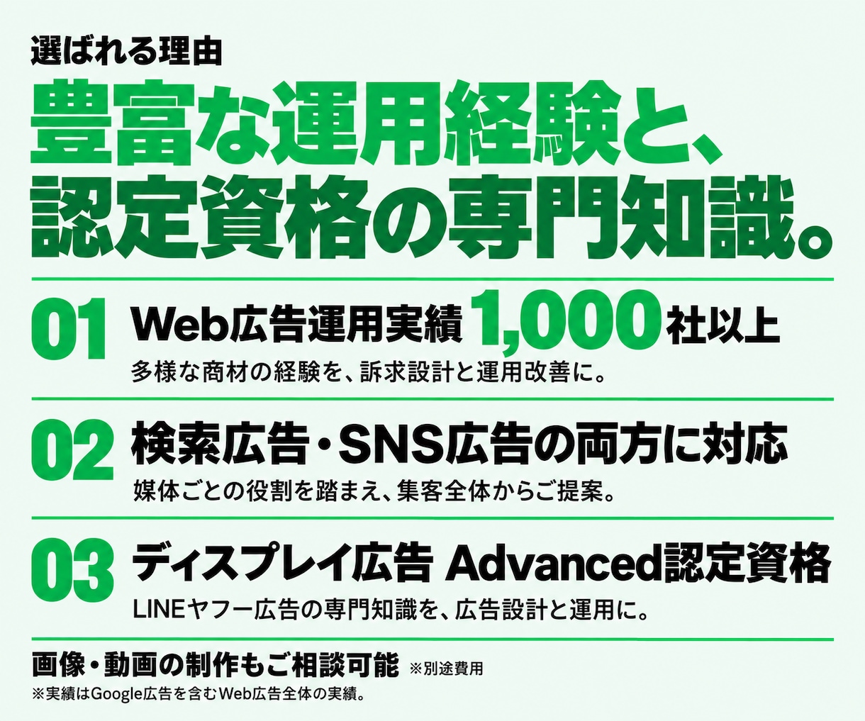 LINE広告の運用代行で集客・売上拡大を支援します 『Web広告運用1000社以上』認定資格者が構築から運用まで イメージ3