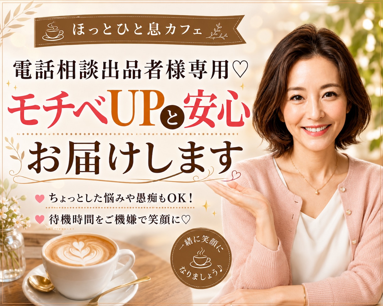電話相談出品者様専用♡モチベUPと安心お届けします ちょっとした悩みや愚痴もOK！待機時間をご機嫌で笑顔に♡ イメージ1