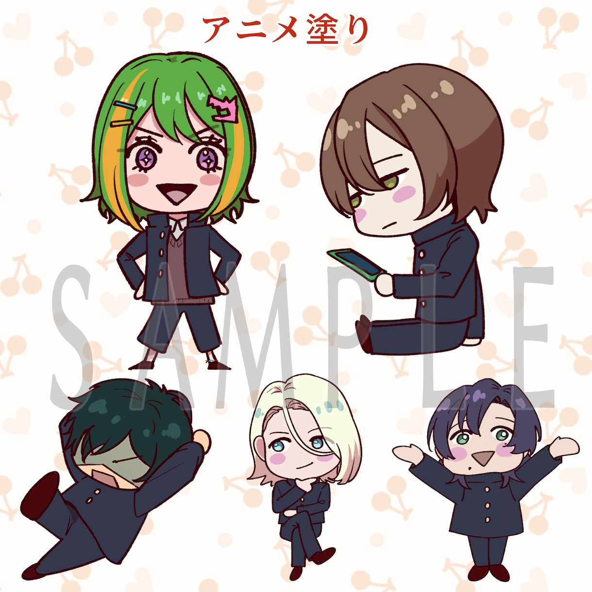 ラバスト風!イキイキとしたミニキャラ描きます 3種類の塗り【アニメ塗り・ブラシ塗り・厚塗り】から選べる! イメージ5