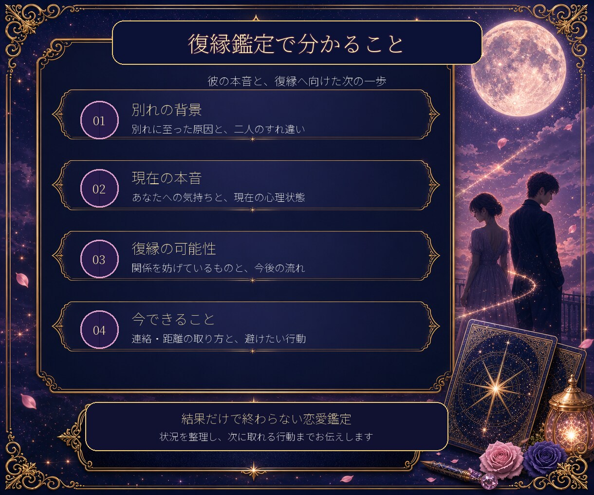 復縁の可能性と彼の本音を丁寧に鑑定します 別れの背景・現在の気持ち・今すべきことを整理します イメージ2