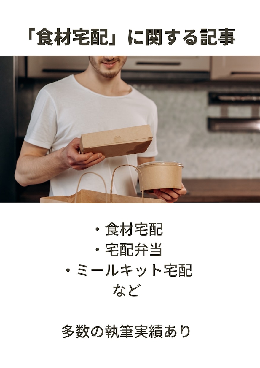 食材宅配の記事を作成します SEO対策記事やアフィリエイト記事が欲しい方へ！ イメージ1