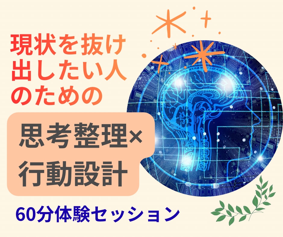 一人では難しい思考整理をサポートします 現状を抜け出したい人のための｜思考整理×行動設計60分 イメージ1