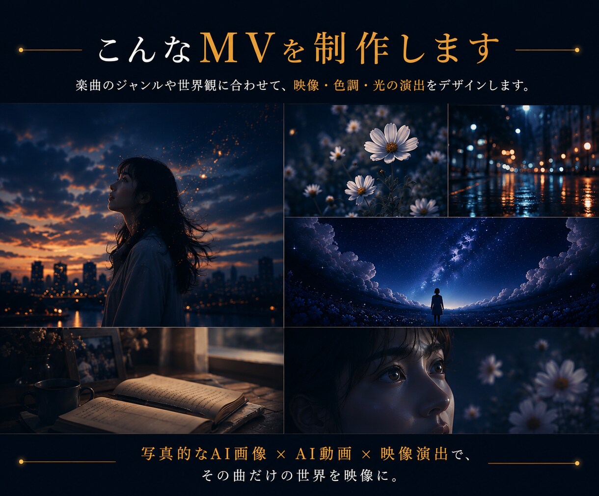 歌詞の世界観を30秒のMVに映像化します 顔出し不要。余白と感情を大切にしたオリジナルMV イメージ2