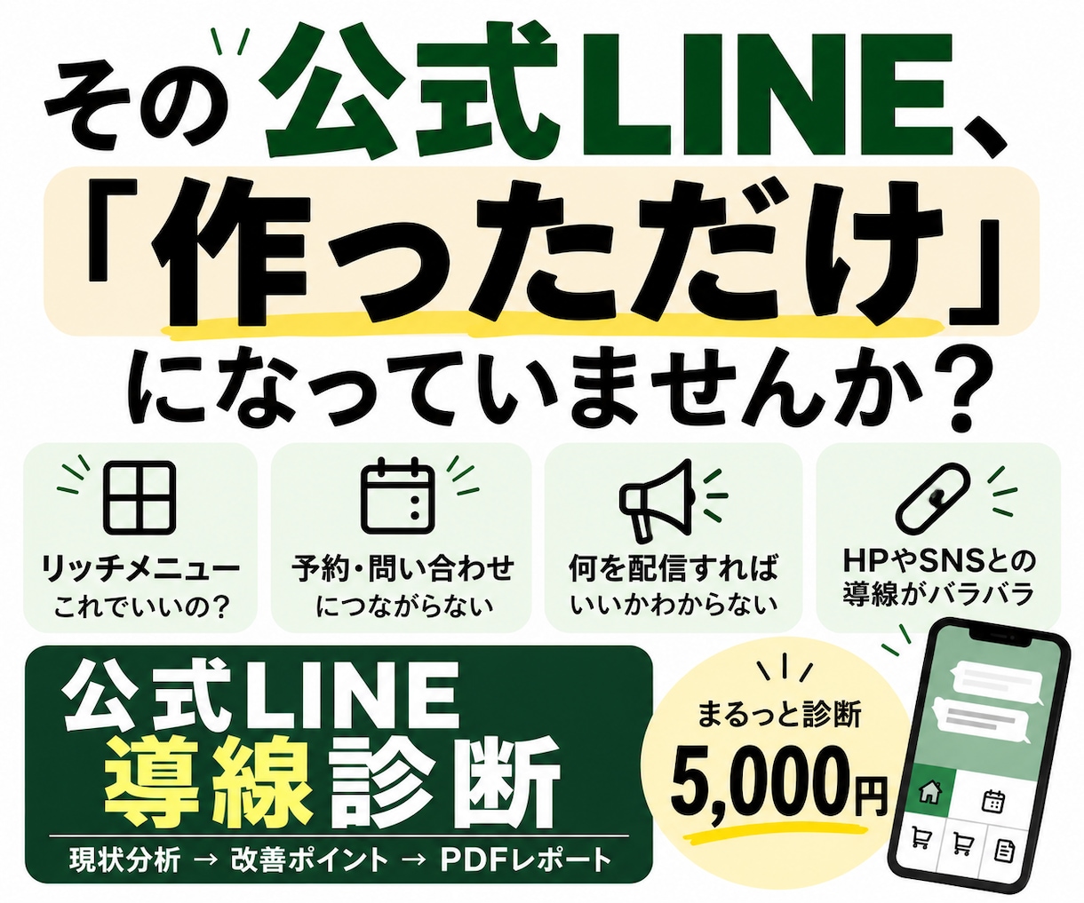 公式LINEの導線・活用方法を診断します 作っただけの公式LINEを事業目線で改善提案 イメージ1