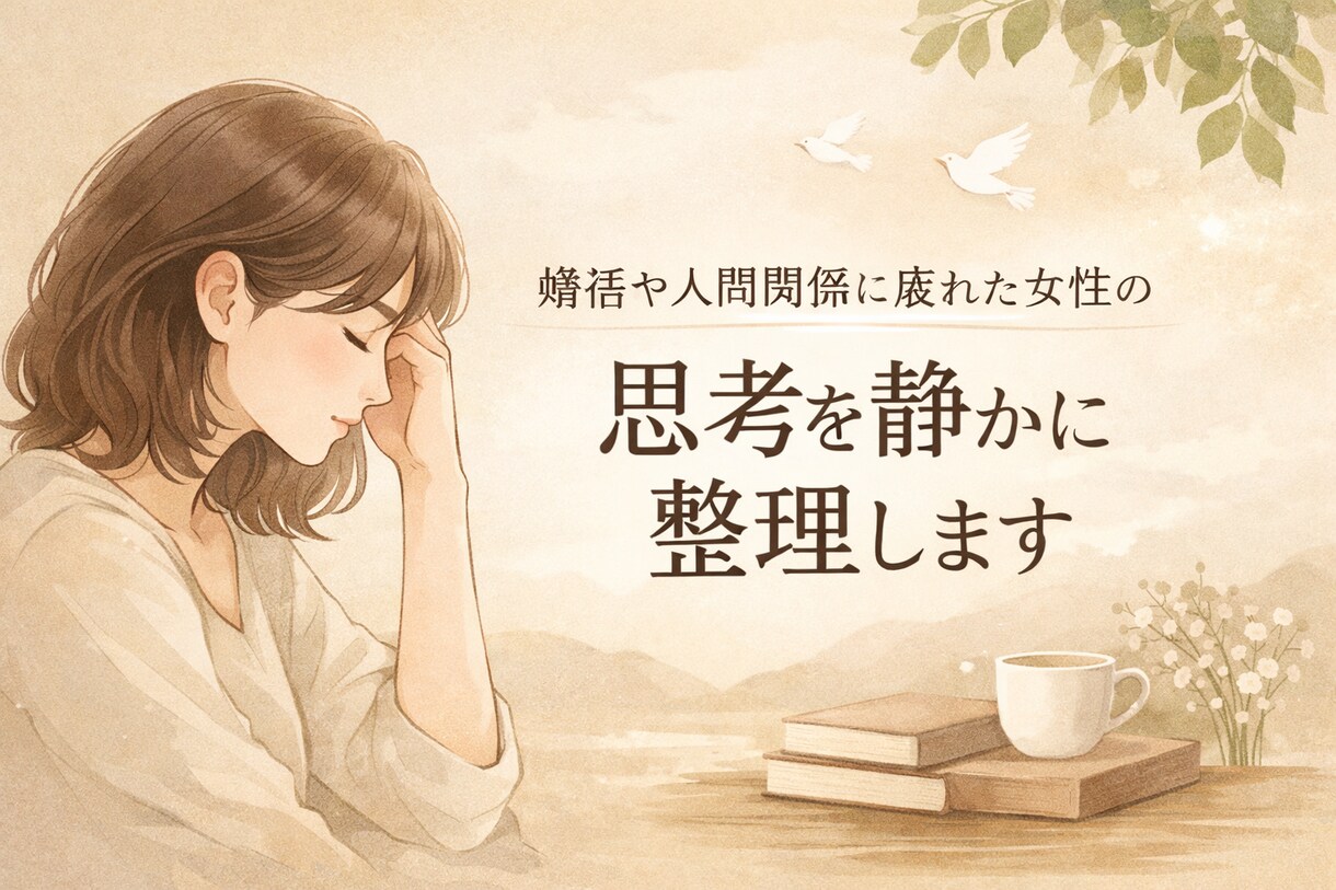 婚活や人間関係に疲れた女性の思考を静かに整理します “考える位置”を静かに整える電話相談 イメージ1