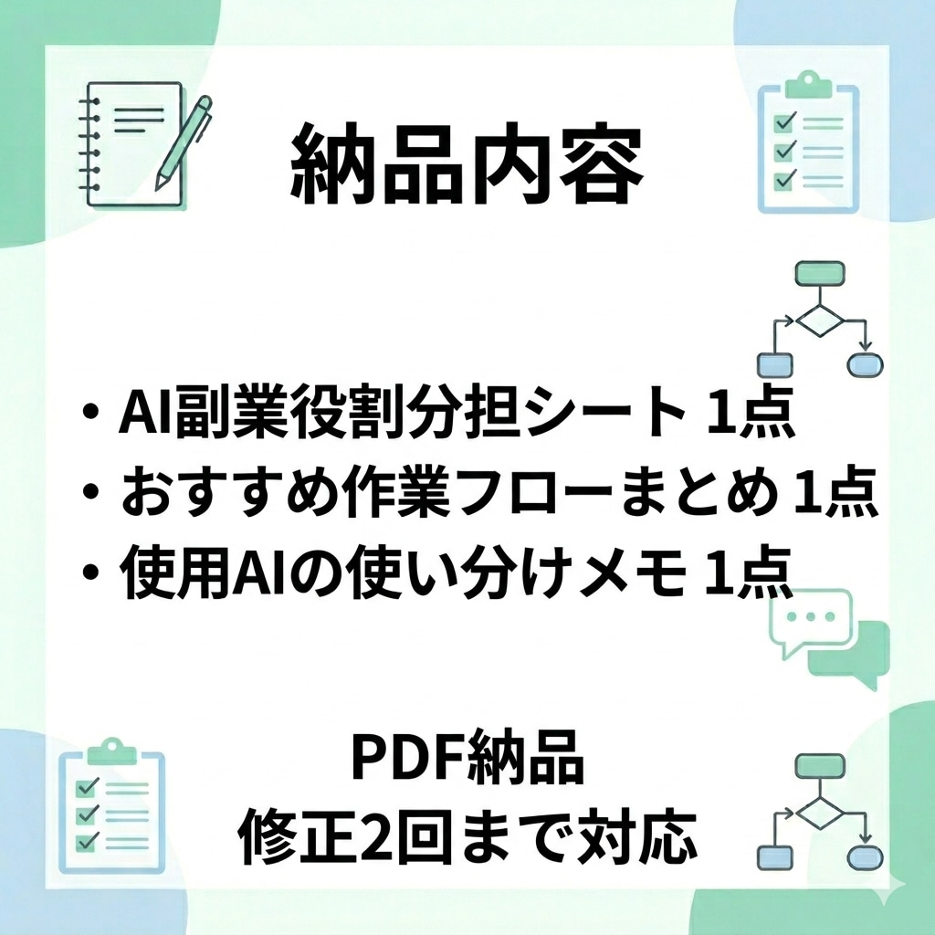 あなた専用のAI副業役割分担シートを作成します ChatGPT・Claude活用／PDF納品／修正2回まで イメージ2