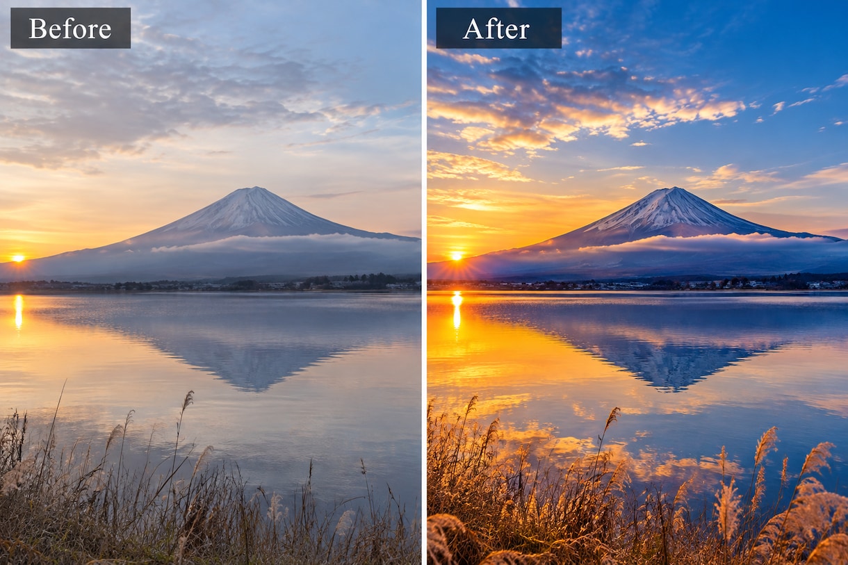風景写真を美しく自然にレタッチしますます 色彩・光・コントラストを整え魅力的な風景に仕上げます イメージ1