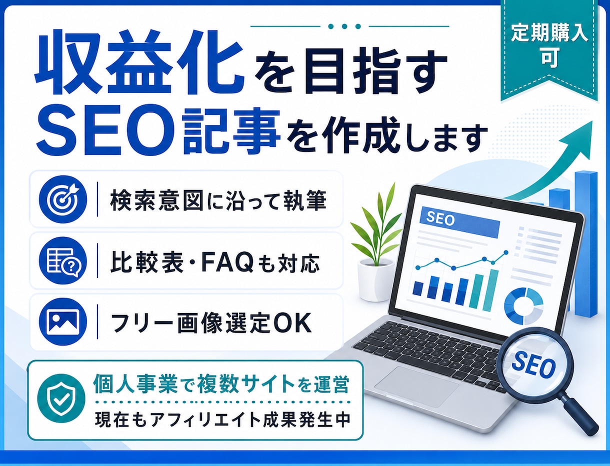 アフィリエイト記事作成とSEO運用を代行します 運営3か月で主要KW4位・現在も成果発生中 イメージ2