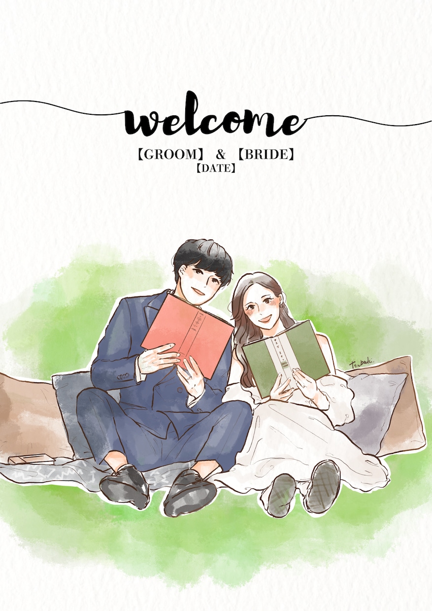フルカラー似顔絵でウェルカムボード描きます 結婚式からSNSまで使えるデータ納品の似顔絵イラスト イメージ5