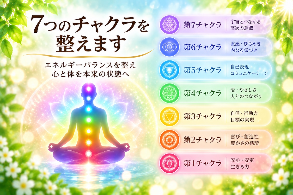 チャクラを整えてエネルギーの滞りを解放します 7割超リピート！人生を変えたい人のエネルギー調整 イメージ2
