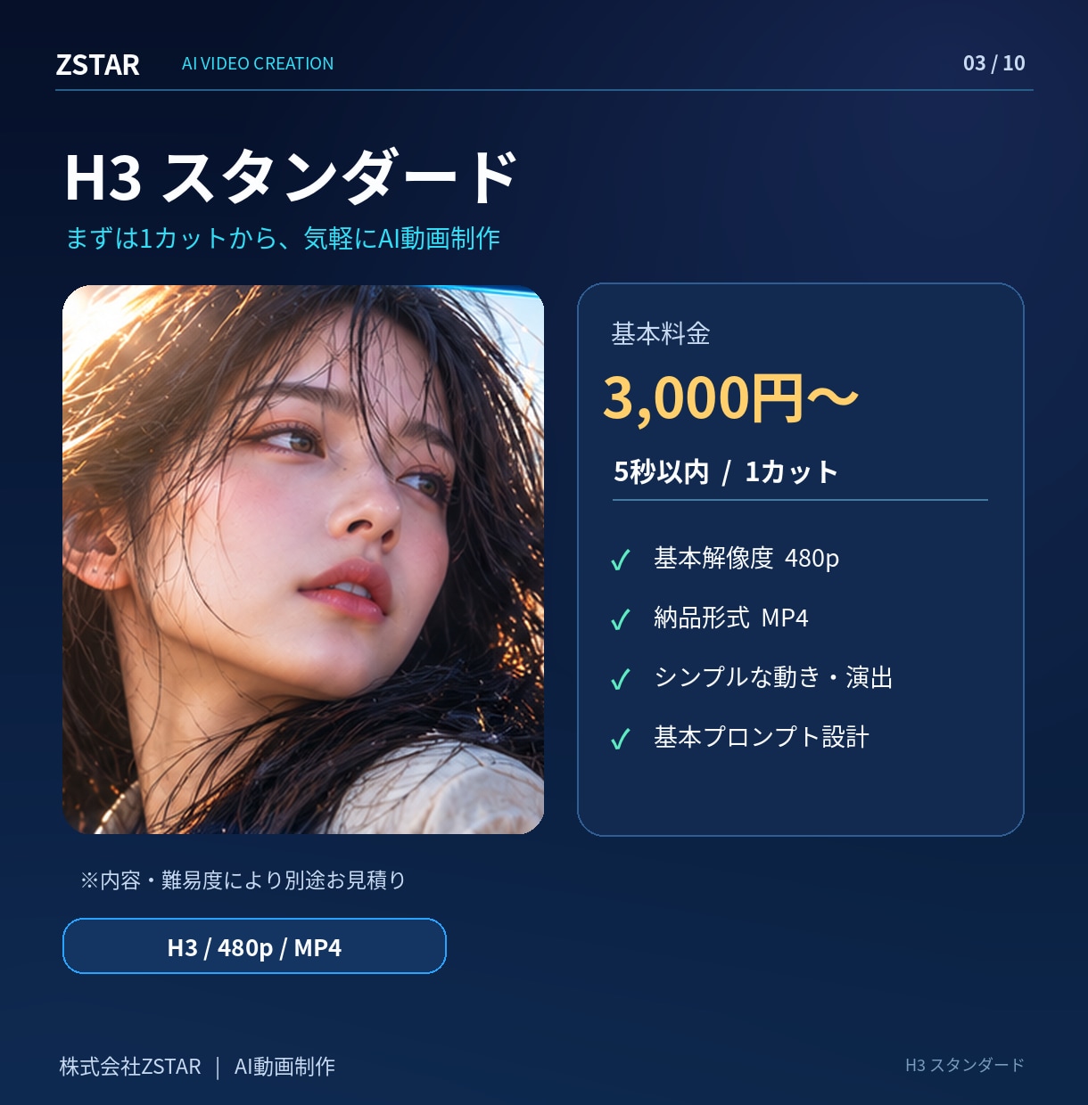 AIで実写風動画を1カットから制作しますます 5秒3,000円〜｜基本480p・高画質も対応 イメージ3