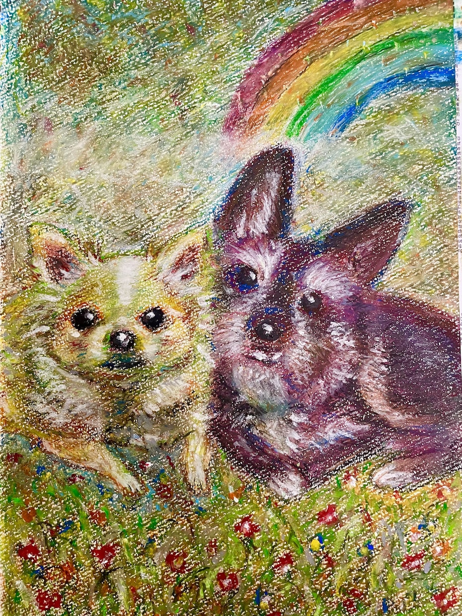 クレヨン画でペットや家族の肖像画を描きますます 油絵のような重厚感。大切なうちの子を暖かく残しませんか？ イメージ1