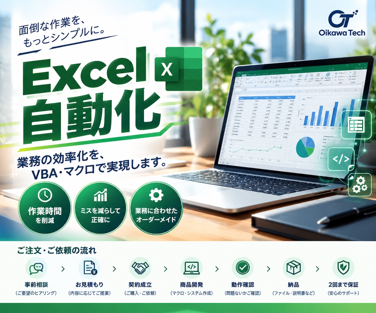 初心者歓迎！Excel作業を丸投げで自動化します コード開示＆修正2回無料！バグのない設計で安心の丸投げ対応 イメージ1
