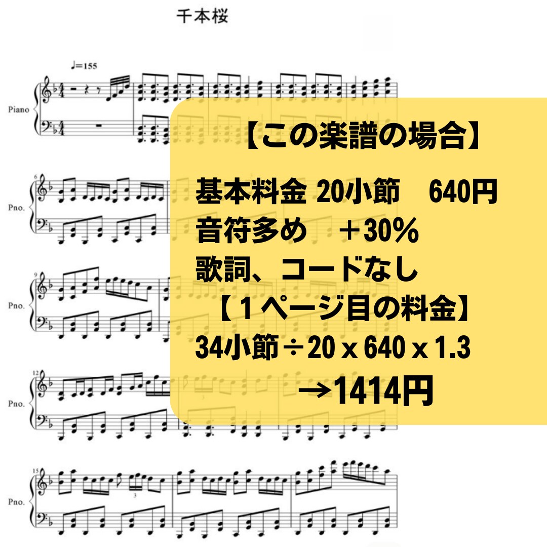 楽譜を丁寧に綺麗に移調します 他店より読みやすく、正確と好評です イメージ3