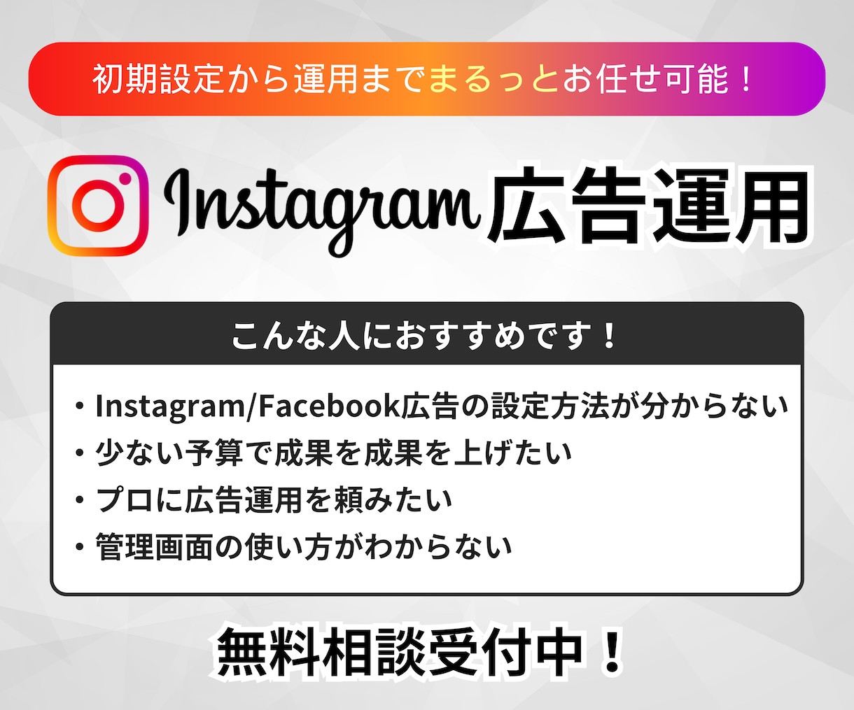 Instagram広告運用代行します 【大手総合広告代理店出身】ビデオチャット可 イメージ1