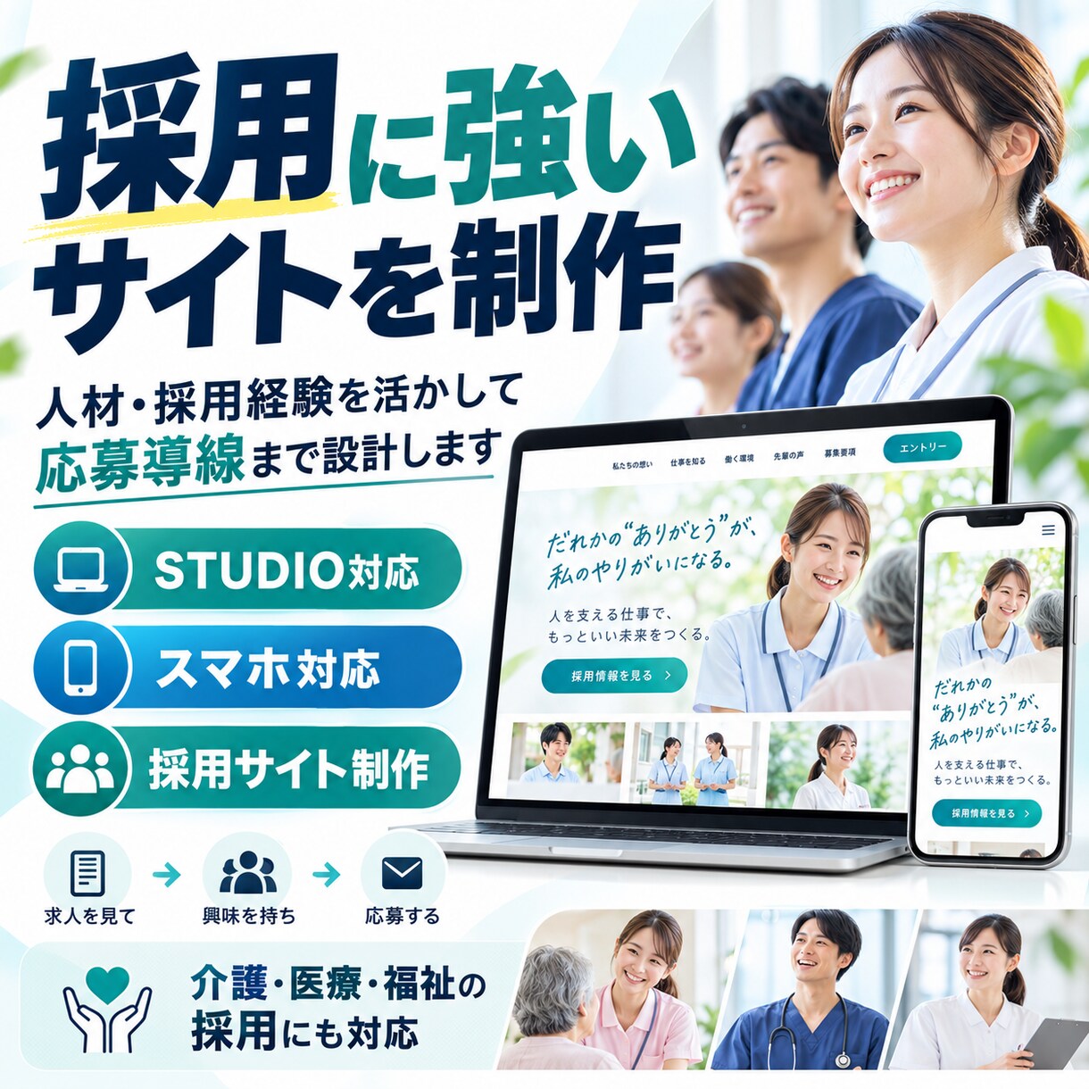 採用経験を活かした採用サイトを制作します 応募につながる採用導線を考えて制作します イメージ1