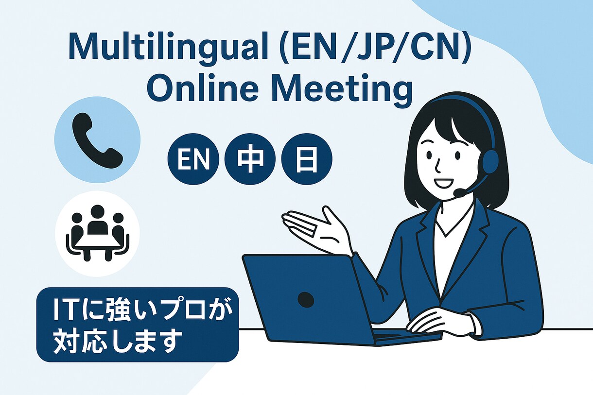 ITのプロ　多言語のビジネス会議をサポートします 英語・中国語・日本語対応　大手ITコンサル企業に勤務 イメージ1