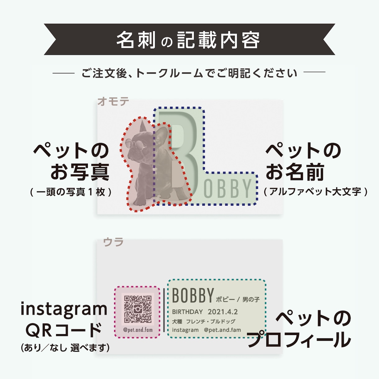 ３頭対応【うちの子名刺】を制作します ひときわ目を惹くペット名刺、プロデザイナーへお任せ下さい イメージ5