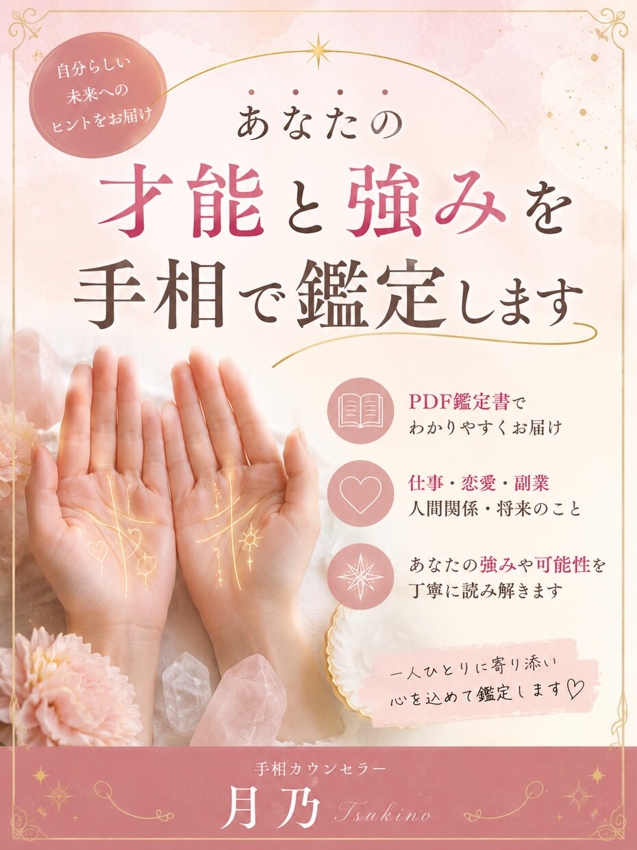 あなたの才能と強みを手相で鑑定します 仕事・恋愛・副業のお悩みに寄り添います！ イメージ1