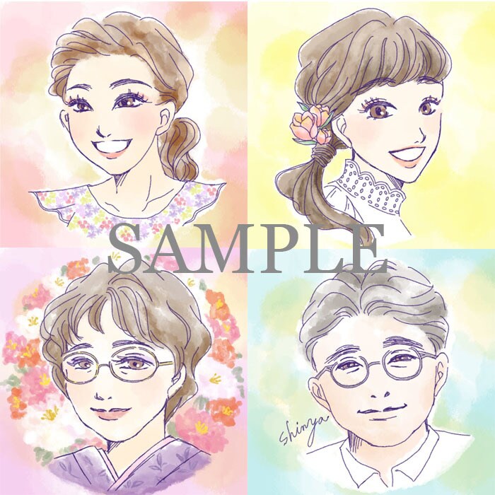 水彩風の優しい雰囲気のSNS用アイコン作成します あなたの似顔絵をキャラクターデザイナーが描きます イメージ8