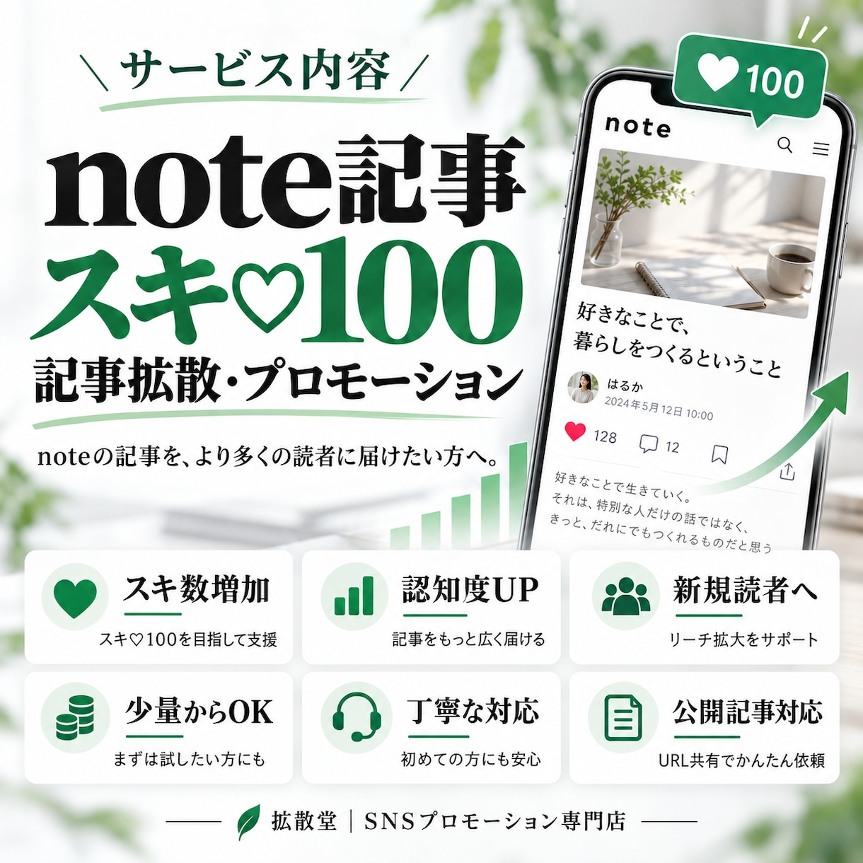 noteの記事を拡散スキ・いいねを100増やします note｜ハート｜減少無し｜100～以上あり｜保証100日間 イメージ2
