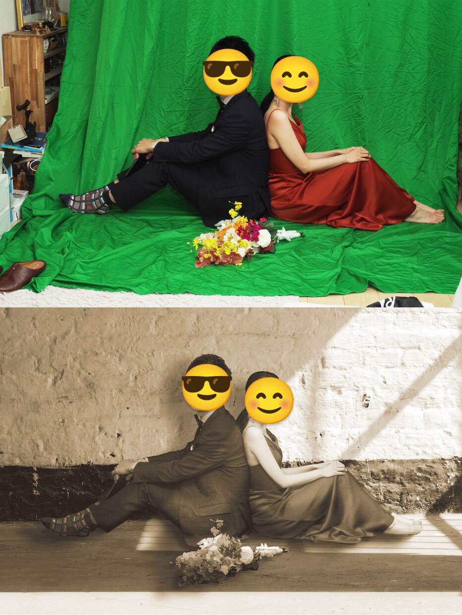 結婚式場の写真をお海外ウェディング風に作ります 2ショット写真をおしゃれな海外風ウェディングに加工します イメージ6
