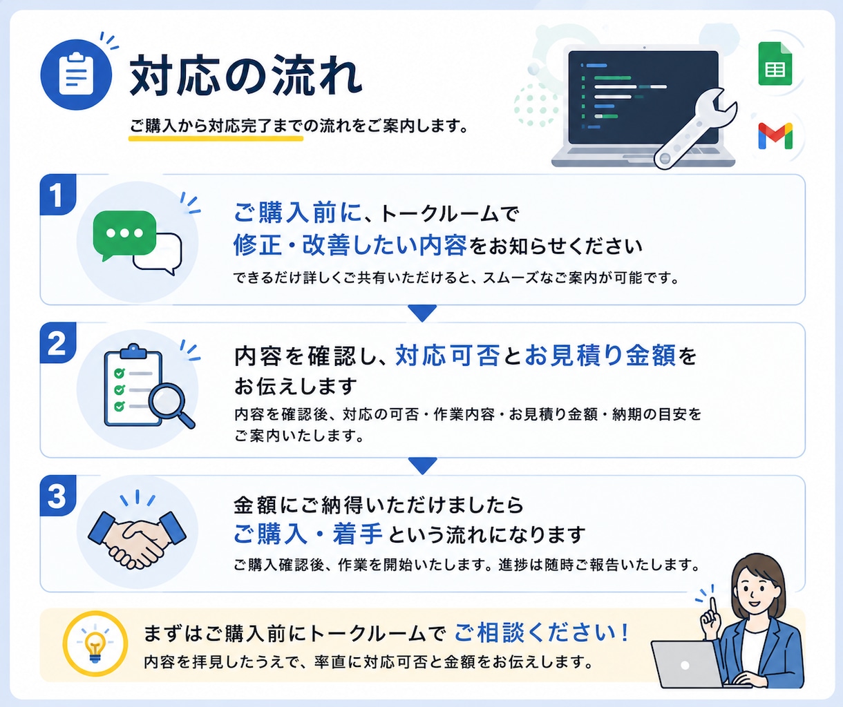GASの納品後の修正やアップデートを承ります あなたの業務をもっと便利に！業務改善のサポートをします！ イメージ2