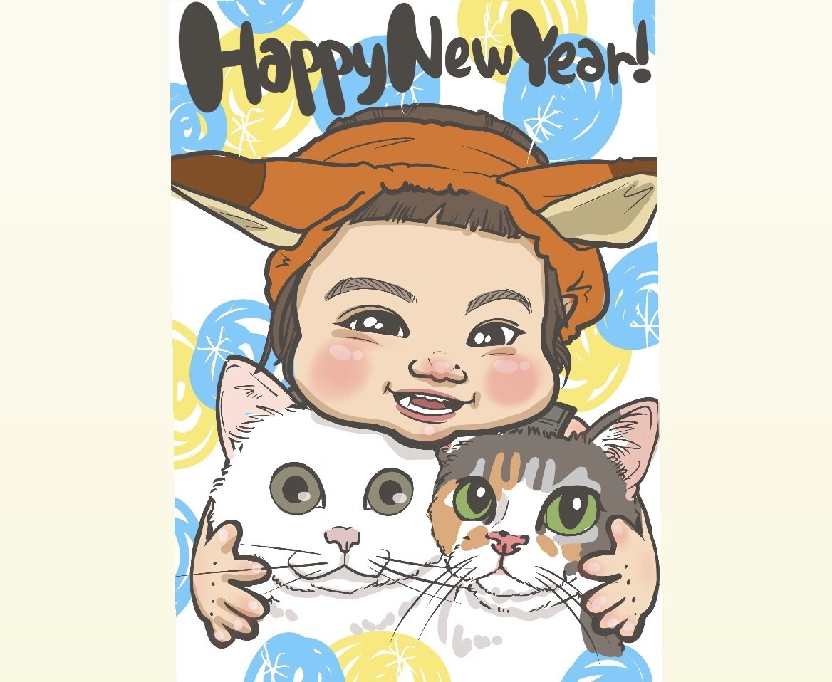 ユニークで面白い似顔絵で初笑い年賀状デザインします 駆け込みOK！世界で1つだけのかわいい似顔絵を作成いたします イメージ4