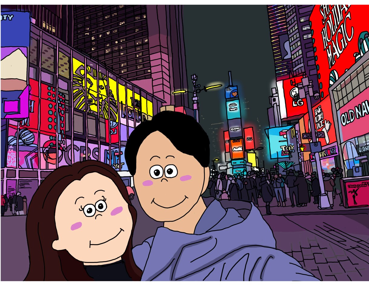 写真から素敵な旅行の思い出をイラストにします ウェルカムスペースや記念日のプレゼントに！ イメージ1