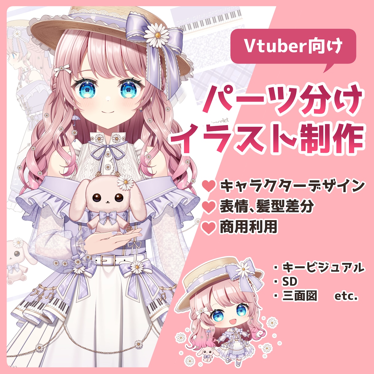 Live2D用パーツ分けイラストを作成します キャラデザや表情差分も承ります☆男性キャラもOK！ イメージ1