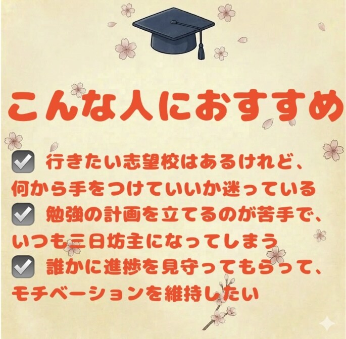 大学受験　学習プランを作成・伴走します 先着4名限定のモニター価格6,000円です！！ イメージ2