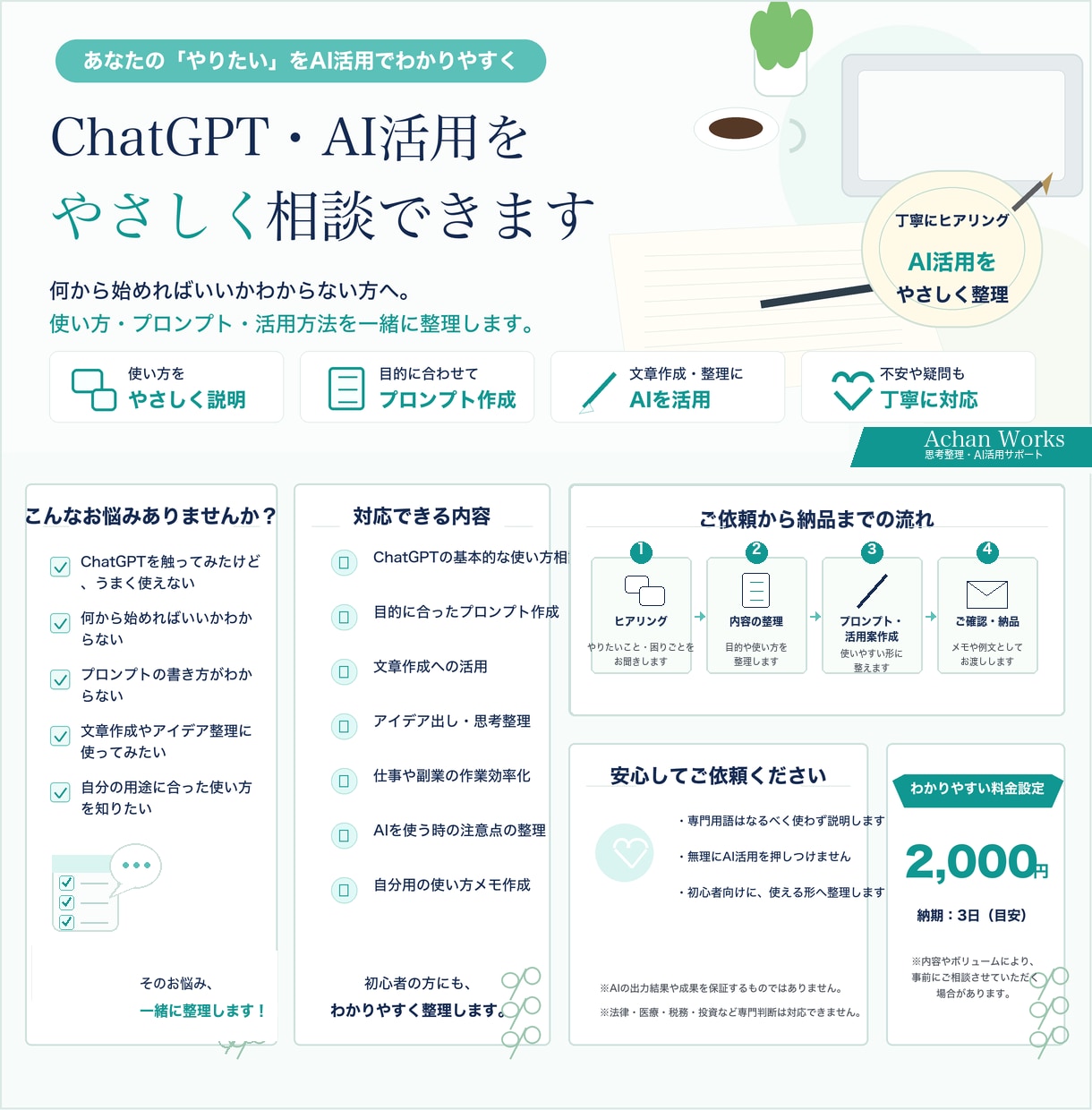 ChatGPT・AI活用をやさしく相談できます 何から始めるか一緒に整理します イメージ2