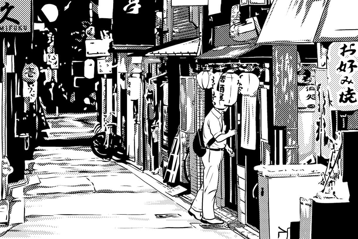 風景を白黒メイン（カラーOK◎）でお描きします 名所・旧跡・町並み・日常の景色を漫画の背景チックに描きます イメージ7