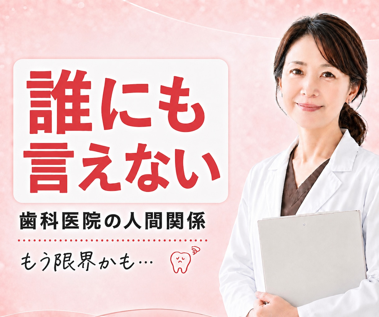 誰にも言えないその気持ち、受け止めます 院長・先輩・同僚の悩み、歯科医師歴30年が聞きます イメージ1