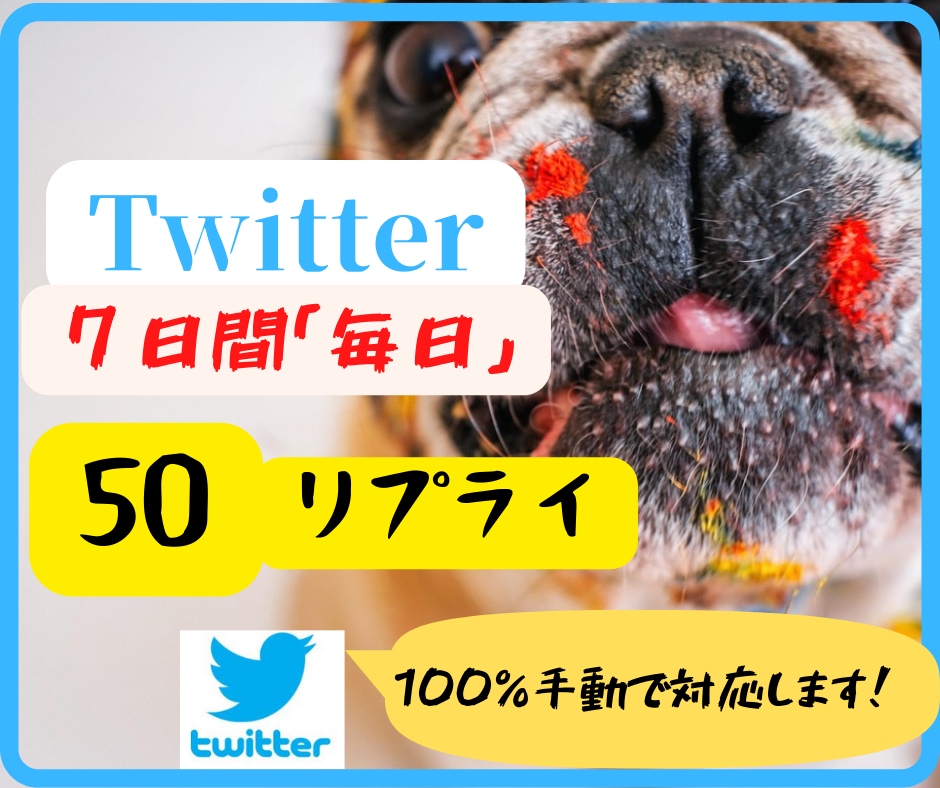 twitterで1週間毎日50リプ運用代行します リプライをアクティブユーザーに向け"手作業"でお送りします イメージ1