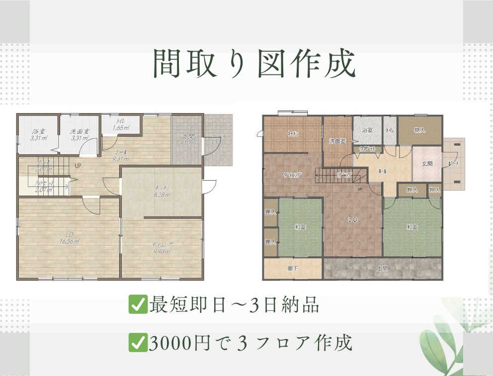 広告用に！間取り図を作成します 選べる5種類のテイスト！雰囲気に合わせてお選びください イメージ1