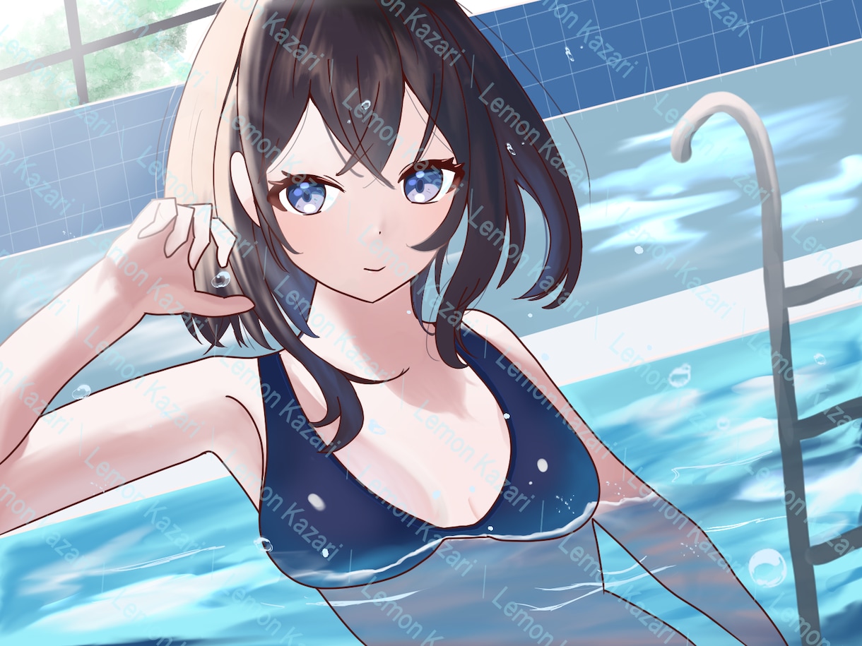 青が際立つ爽やかなイラストを描きます 歌みたやボカロ楽曲向けにイラストを制作します！ イメージ7