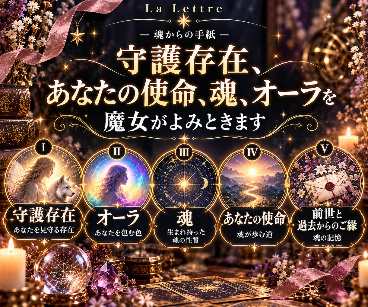魔女の占術で守護霊・オーラ・魂と前世を紐解きます ★守護存在・オーラ・魂の本質と才能・使命・前世を鑑定★ イメージ1