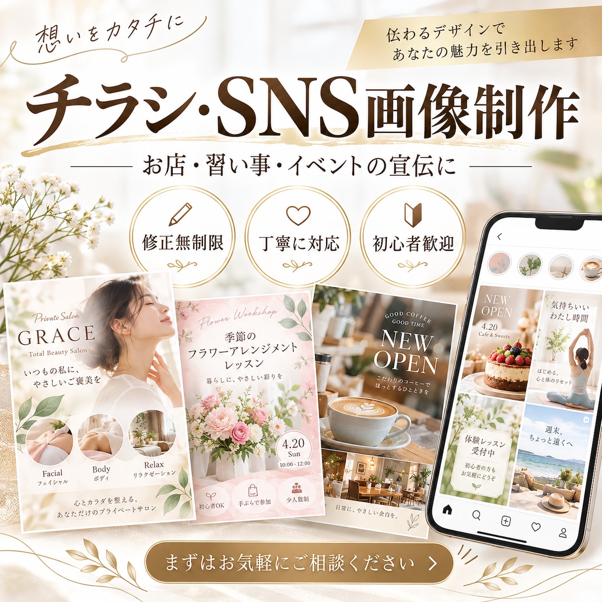 チラシデザイン作ります 習い事・イベント・店舗向けのチラシやSNS告知画像 イメージ1