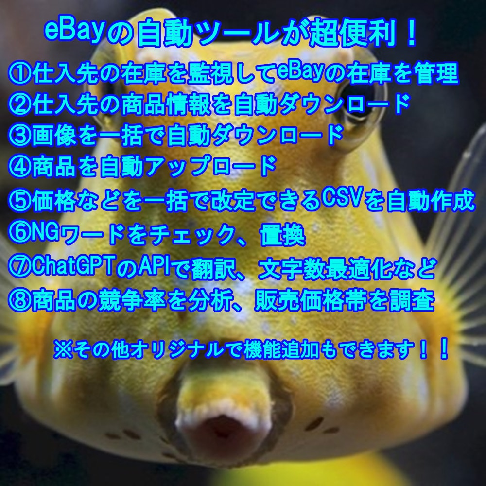 仕入先在庫を監視してebayの在庫数を管理します ebayで販売する商品情の報の取得や在庫管理ができるツール イメージ1