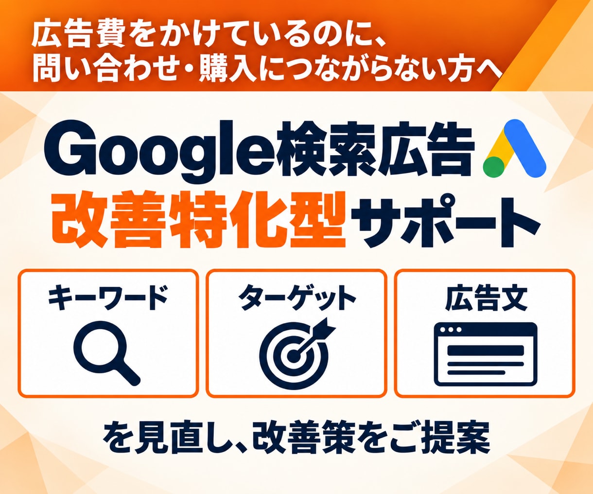 Google検索広告の改善策を具体的にご提案します キーワード・ターゲット・広告文を見直し、改善策をご提案 イメージ1