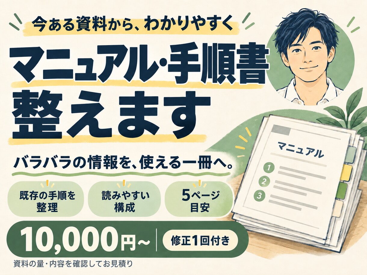 資料やメモをわかりやすいマニュアルに整理します 引き継ぎ・業務手順を読みやすく整理。修正1回付き イメージ1
