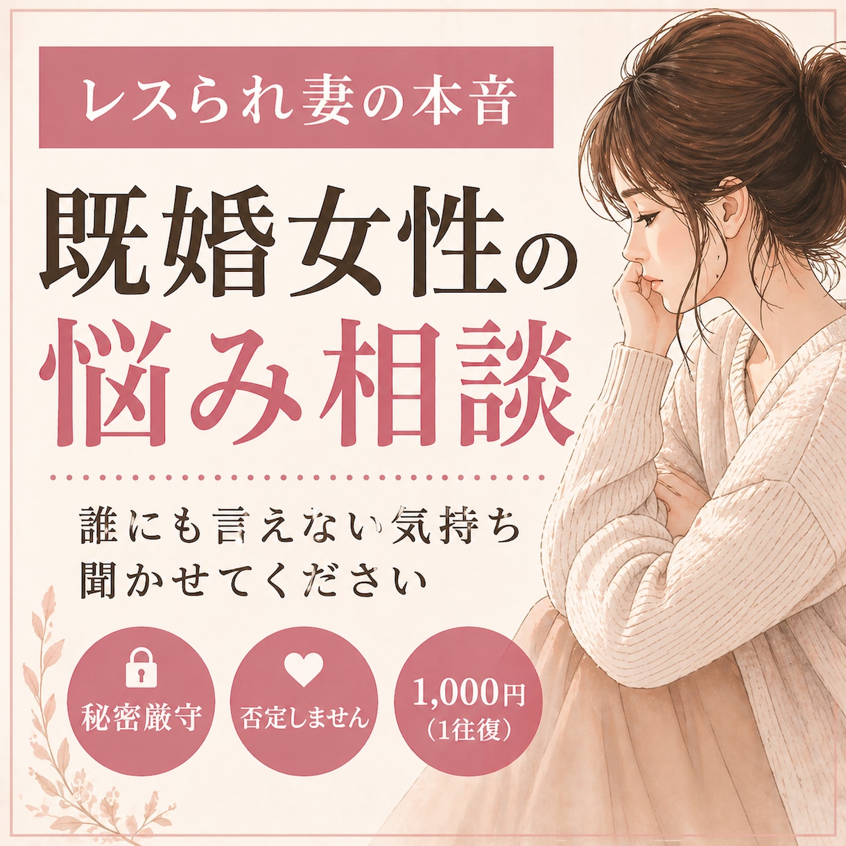 誰にも言えない恋愛相談｜経験者が優しく受け止めます 秘密は守ります◎何でも吐き出してOK イメージ1