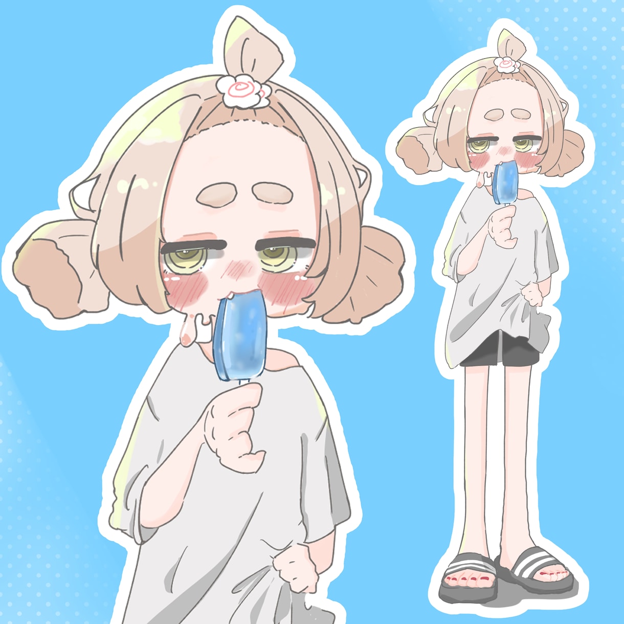 味のある絵柄でオリジナルイラスト描きます SNS・サムネイルなど！ジト目が可愛い！商用利用◎ イメージ1